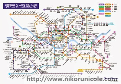 这是地铁图，圈起来红色是YeokSam, 蓝色是Noohyeong, 紫色是Gangnam, 都很靠近，酒店后面就是江南街道